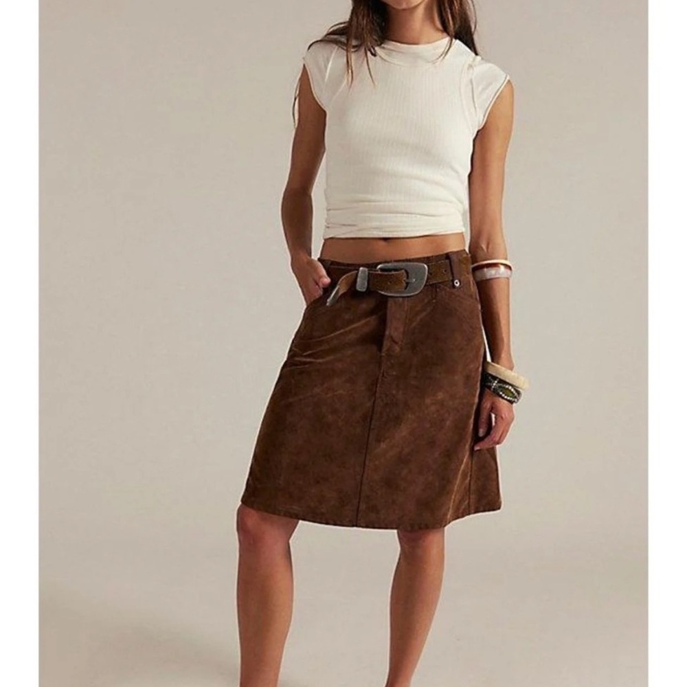 NWT free people we the free Suzy suede Midi skirt size 24